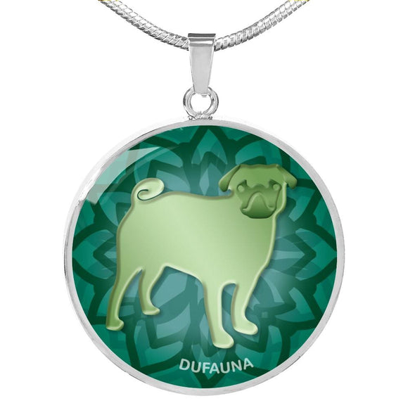 Green Pug Silhouette Necklace D18 - Dufauna - Topfauna