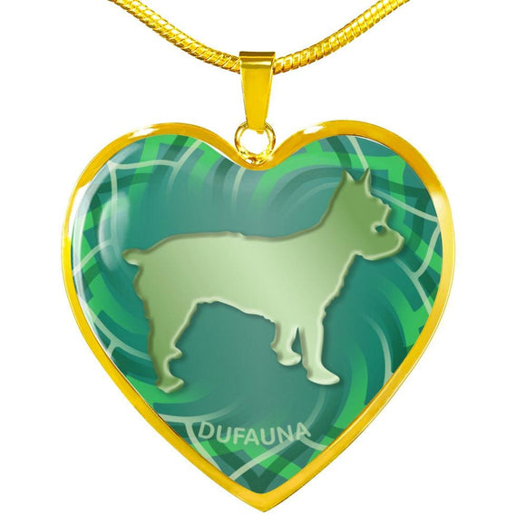 Green Yorkie Silhouette Heart Necklace D17 - Dufauna - Topfauna