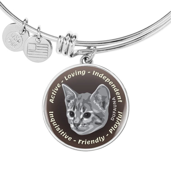 Grey Cat Characteristics Bangle Bracelet D20 - Dufauna - Topfauna