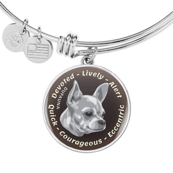 Grey Chihuahua Characteristics Bangle Bracelet D20 - Dufauna - Topfauna