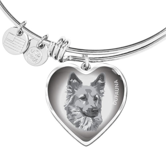 Grey Dog Profile Heart Bangle Bracelet D12 - Dufauna - Topfauna