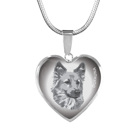 Grey Dog Profile Heart Necklace D12 - Dufauna - Topfauna