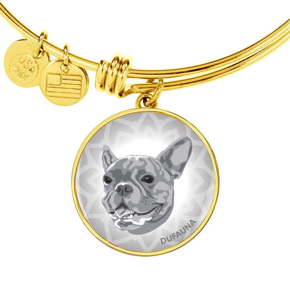 Grey French Bulldog Bangle Bracelet (Engraving Option) - Dufauna - Topfauna
