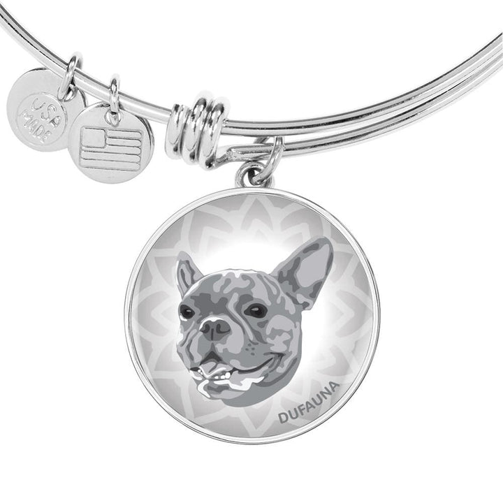 Grey French Bulldog Bangle Bracelet (Engraving Option) - Dufauna - Topfauna