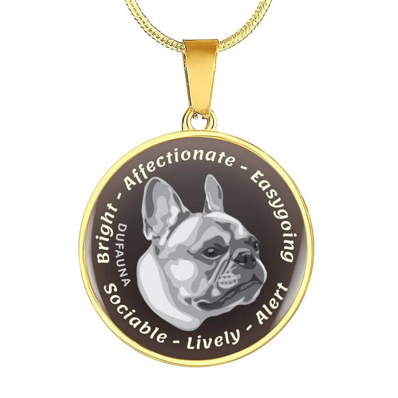Grey French Bulldog Characteristics Necklace D20 - Dufauna - Topfauna