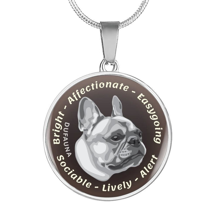 Grey French Bulldog Characteristics Necklace D20 - Dufauna - Topfauna