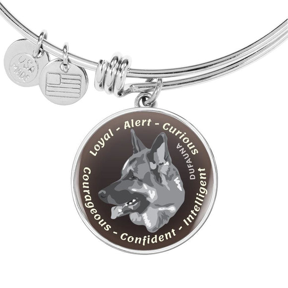 Grey German Shepherd Characteristics Bangle Bracelet D20 - Dufauna - Topfauna