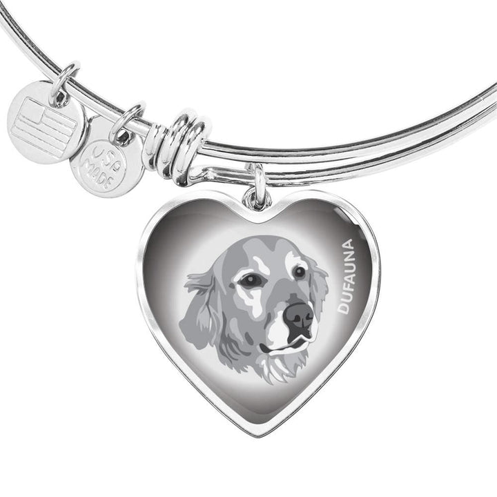 Grey Golden Retriever Profile Heart Bangle Bracelet D12 - Dufauna - Topfauna