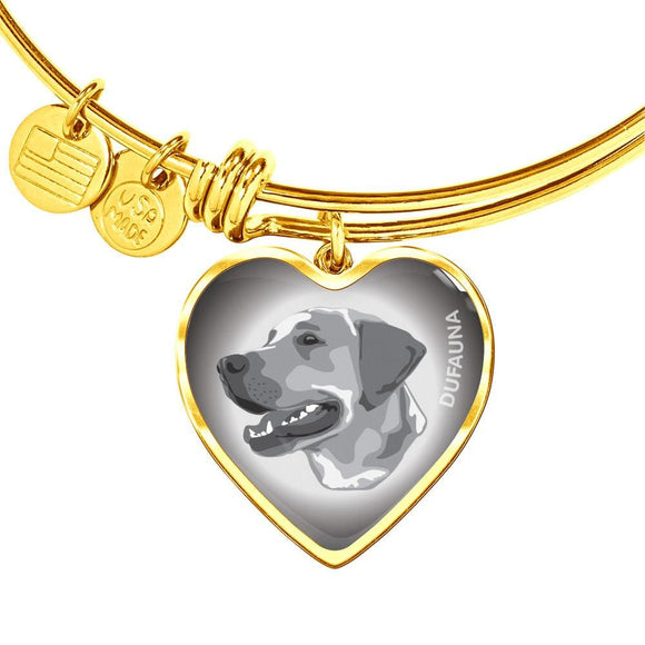 Grey Labrador Profile Heart Bangle Bracelet D12 - Dufauna - Topfauna