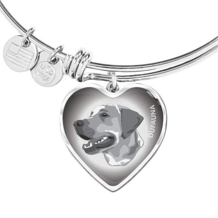 Grey Labrador Profile Heart Bangle Bracelet D12 - Dufauna - Topfauna