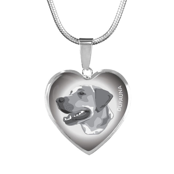 Grey Labrador Profile Heart Necklace D12 - Dufauna - Topfauna