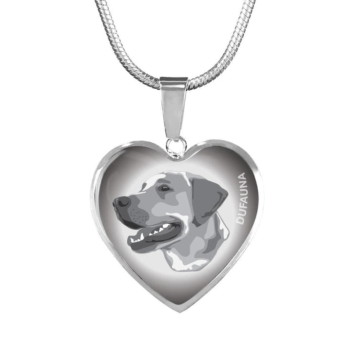 Grey Labrador Profile Heart Necklace D12 - Dufauna - Topfauna