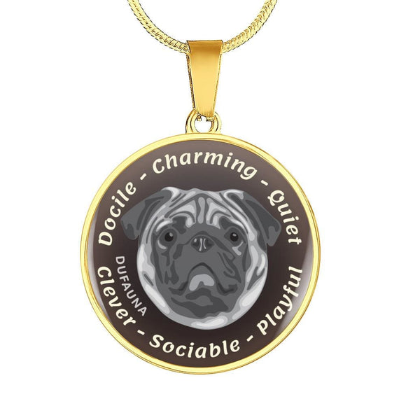 Grey Pug Characteristics Necklace D20 - Dufauna - Topfauna