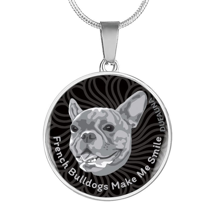 Grey/black French Bulldogs Make Me Smile Necklace D19 - Dufauna - Topfauna