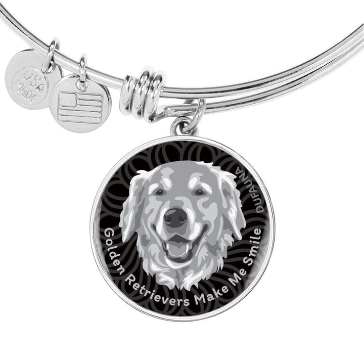 Grey/black Golden Retrievers Make Me Smile Bangle Bracelet D19 - Dufauna - Topfauna