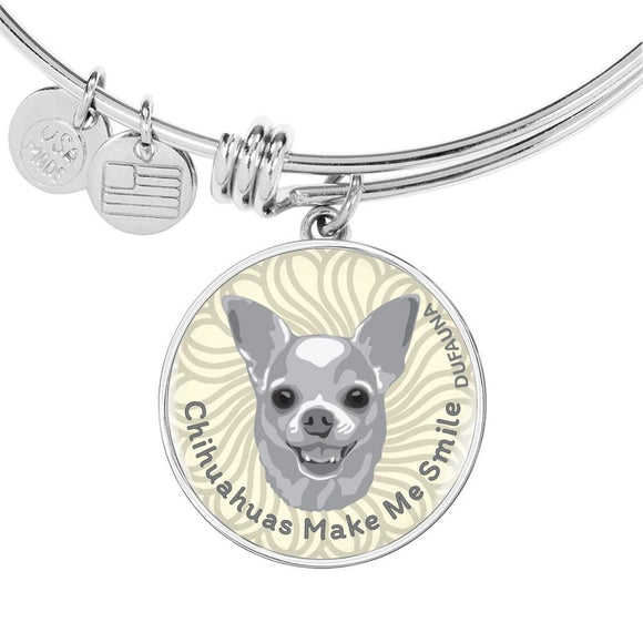 Grey/white Chihuahuas Make Me Smile Bangle Bracelet D19 - Dufauna - Topfauna