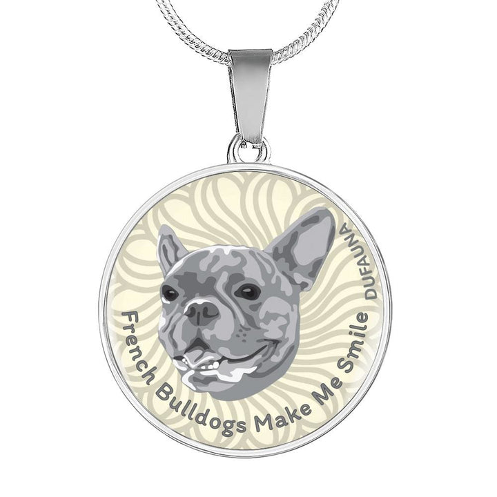 Grey/white French Bulldogs Make Me Smile Necklace D19 - Dufauna - Topfauna