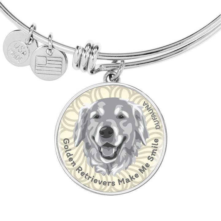 Grey/white Golden Retrievers Make Me Smile Bangle Bracelet D19 - Dufauna - Topfauna