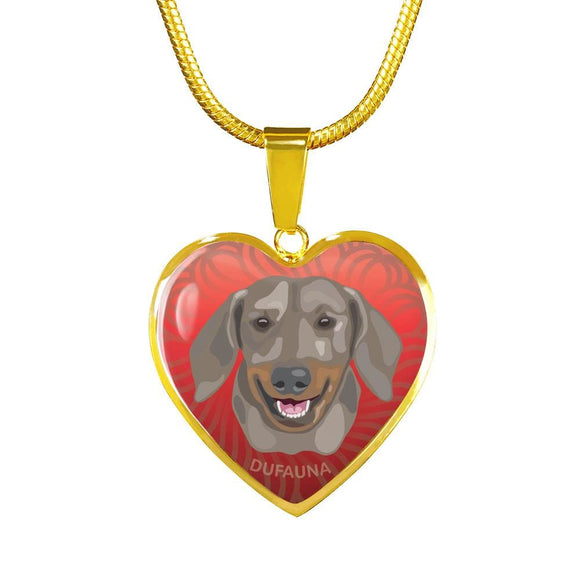 Isabella And Tan Coat Dachshund Red Heart Necklace D13 - Dufauna - Topfauna