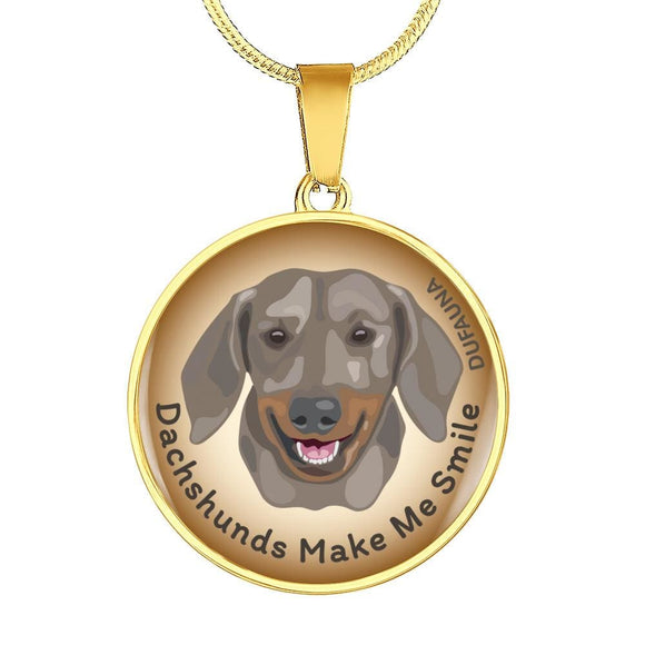 Isabella And Tan Coat Dachshunds Make Me Smile Cream/brown Necklace D19 - Dufauna - Topfauna