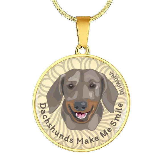 Isabella And Tan Coat Dachshunds Make Me Smile White Necklace D19 - Dufauna - Topfauna