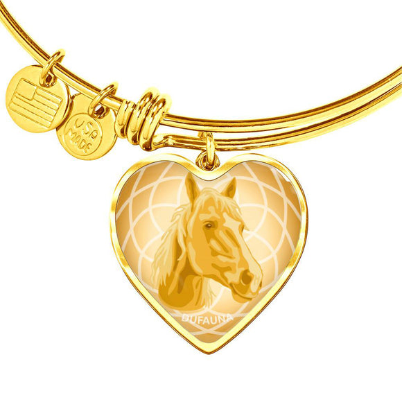 Yellow Horse Profile Heart Bangle Bracelet D21
