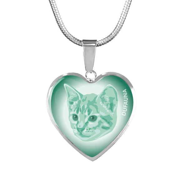 Mint Cat Profile Heart Necklace D12 - Dufauna - Topfauna