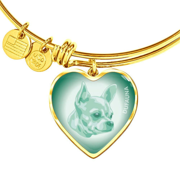 Mint Chihuahua Profile Heart Bangle Bracelet D12 - Dufauna - Topfauna
