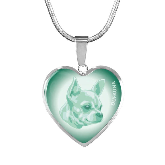 Mint Chihuahua Profile Heart Necklace D12 - Dufauna - Topfauna