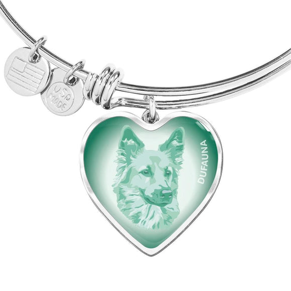 Mint Dog Profile Heart Bangle Bracelet D12 - Dufauna - Topfauna