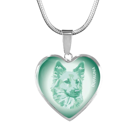 Mint Dog Profile Heart Necklace D12 - Dufauna - Topfauna