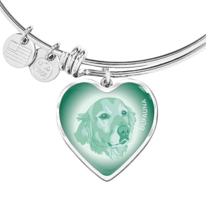 Mint Golden Retriever Profile Heart Bangle Bracelet D12 - Dufauna - Topfauna