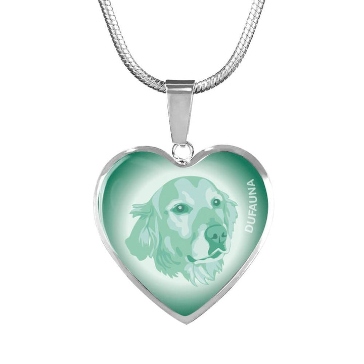 Mint Golden Retriever Profile Heart Necklace D12 - Dufauna - Topfauna