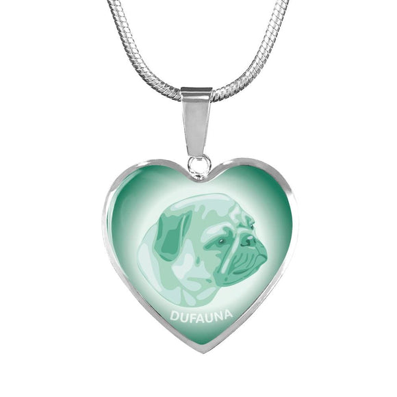 Mint Pug Profile Heart Necklace D12 - Dufauna - Topfauna