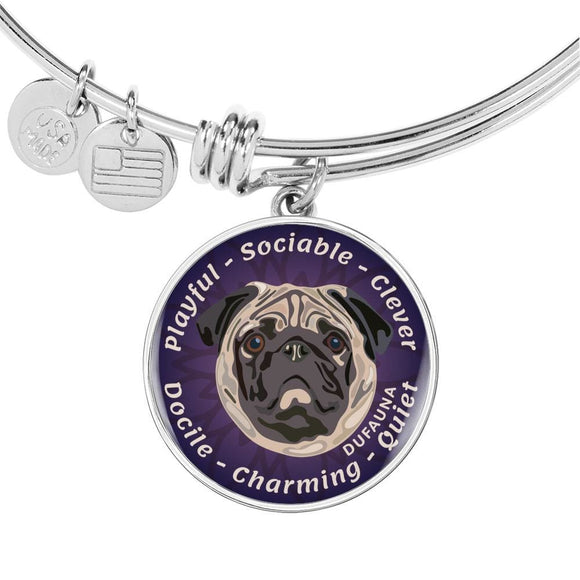 Natural Color Pug Characteristics Purple Bangle Bracelet D20 - Dufauna - Topfauna