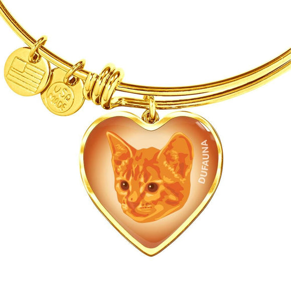 Orange Cat Profile Heart Bangle Bracelet D12 - Dufauna - Topfauna
