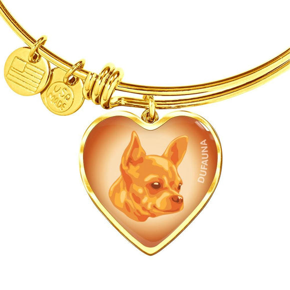 Orange Chihuahua Profile Heart Bangle Bracelet D12 - Dufauna - Topfauna