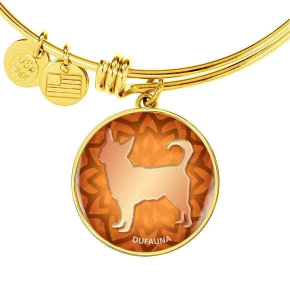 Orange Chihuahua Silhouette Bangle Bracelet D18 - Dufauna - Topfauna