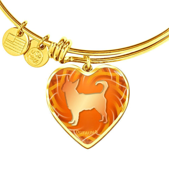 Orange Chihuahua Silhouette Heart Bangle Bracelet D17 - Dufauna - Topfauna