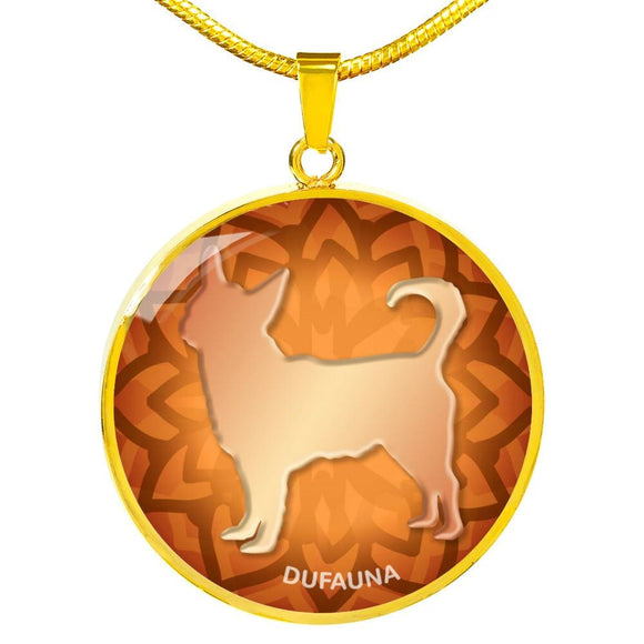 Orange Chihuahua Silhouette Necklace D18 - Dufauna - Topfauna