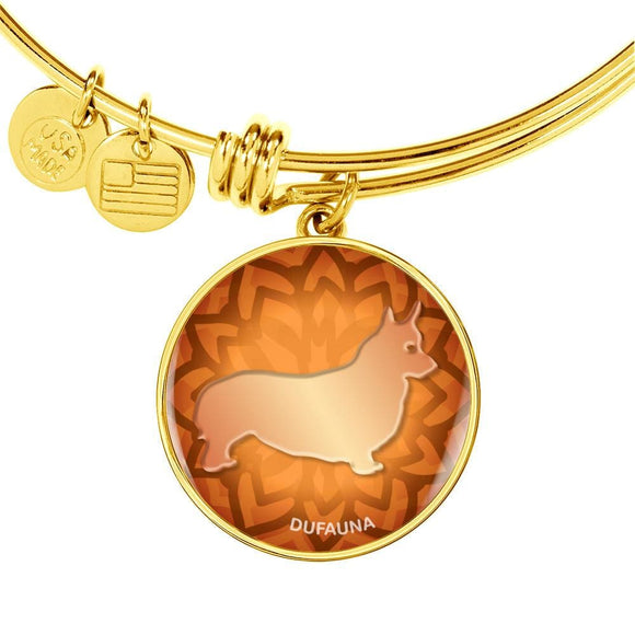 Orange Corgi Silhouette Bangle Bracelet D18 - Dufauna - Topfauna