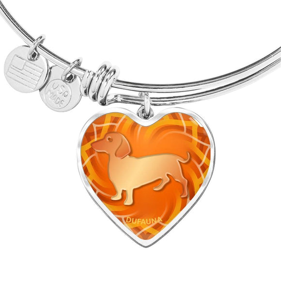 Orange Dachshund Silhouette Heart Bangle Bracelet D17 - Dufauna - Topfauna