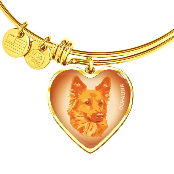 Orange Dog Profile Heart Bangle Bracelet D12 - Dufauna - Topfauna