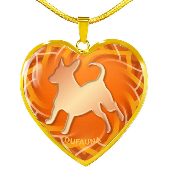 Orange Dog Silhouette Heart Necklace D17 - Dufauna - Topfauna