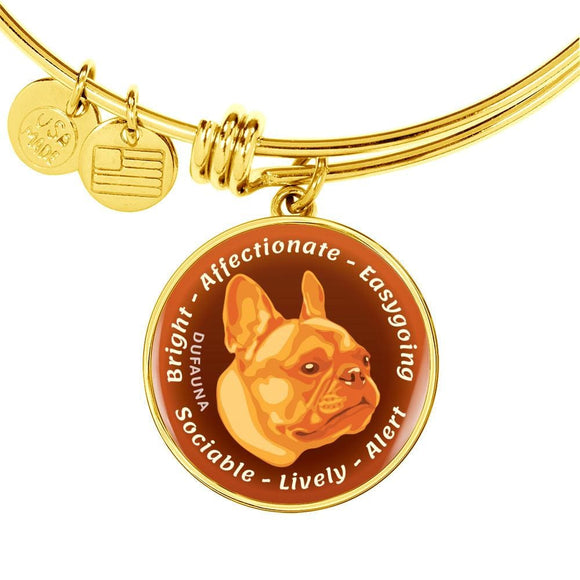 Orange French Bulldog Characteristics Bangle Bracelet D20 - Dufauna - Topfauna