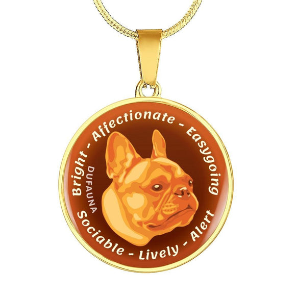 Orange French Bulldog Characteristics Necklace D20 - Dufauna - Topfauna