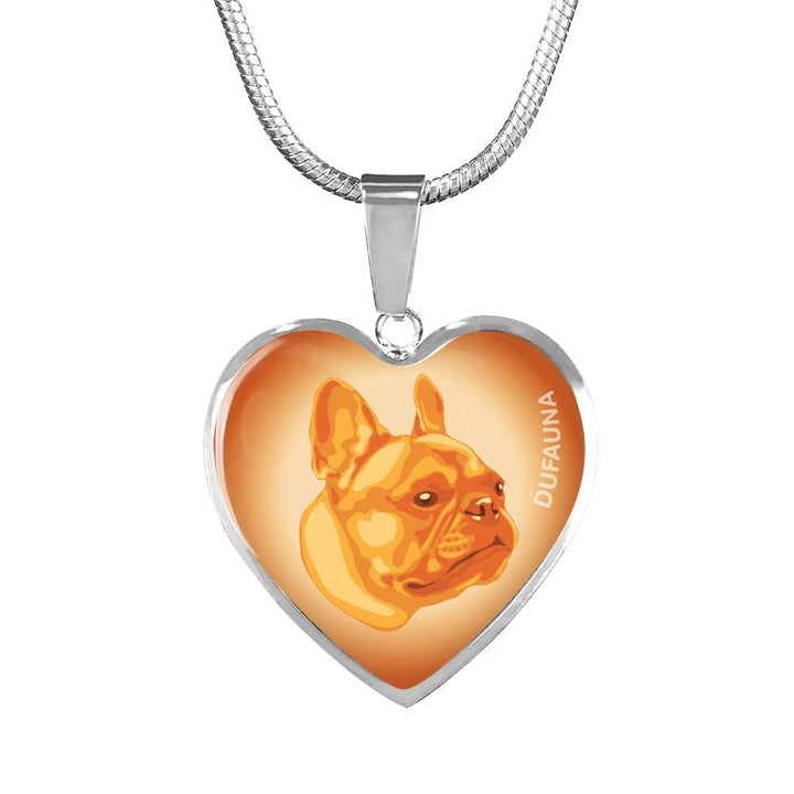 Orange French Bulldog Profile Heart Necklace D12 - Dufauna - Topfauna