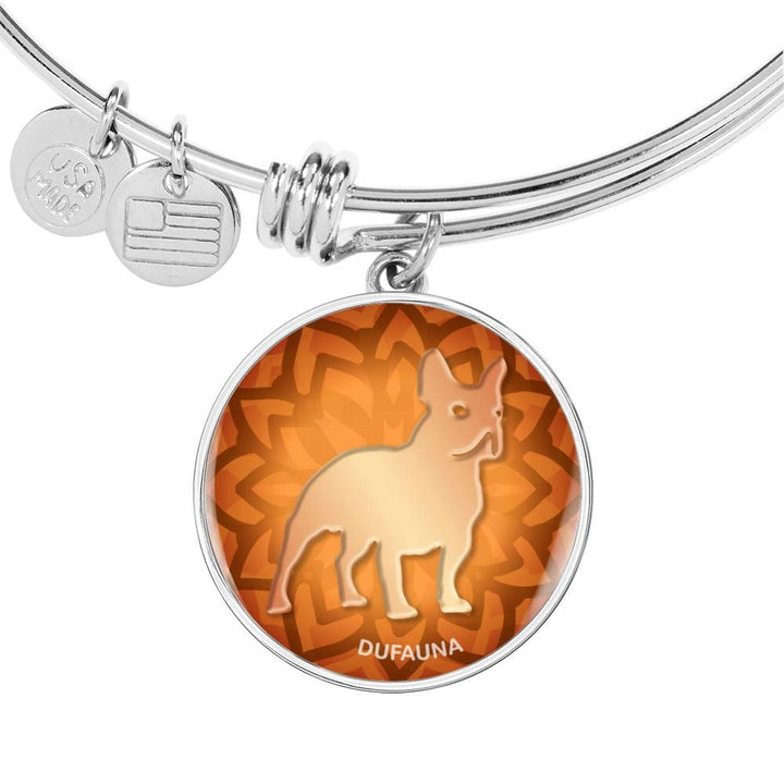 Orange French Bulldog Silhouette Bangle Bracelet D18 - Dufauna - Topfauna