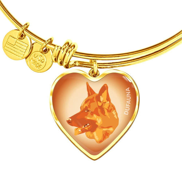 Orange German Shepherd Profile Heart Bangle Bracelet D12 - Dufauna - Topfauna