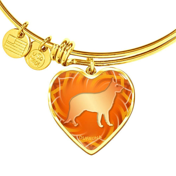 Orange German Shepherd Silhouette Heart Bangle Bracelet D17 - Dufauna - Topfauna